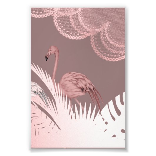 Fantastieke Roze Flamingo Poster in Tropisch Woud (Voorkant)