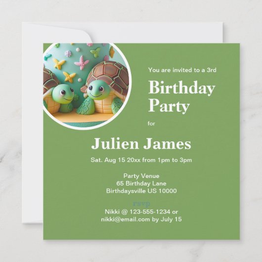 FANTASTIEKE SCHILDPAD VERJAARDAGSTAART  KAART (Achterkant)