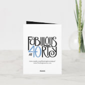 Fantastisch 40 zwart blauw Bedankt Opmerking Kaart (Achterkant)