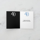 Fantastisch 40 zwart blauw Bedankt Opmerking Kaart (Binnen)