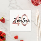 Fantastisch 40e | Modern Elegant Roos Goud Verjaar Servet (Insitu)