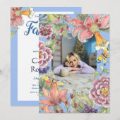 Fantastisch 50 tropische Floral Blue 50th Birthday Kaart (Voorkant / Achterkant)