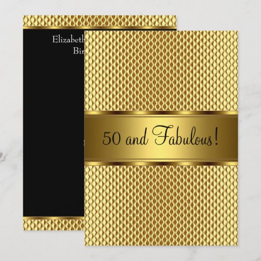 Fantastisch 50e gouden elegante verjaardagsfeestje kaart (Voorkant / Achterkant)