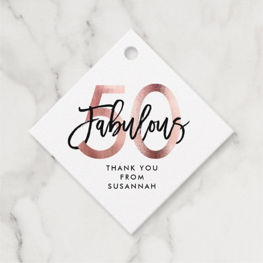 Fantastisch 50ste | Modern Elegant Roos Goud Verja Bedankjes Labels (Voorkant)