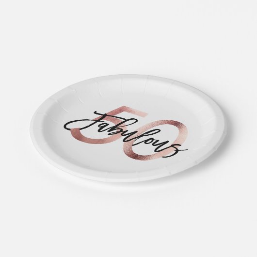 Fantastisch 50ste | Modern Elegant Roos Goud Verja Papieren Bordje (Gekanteld)