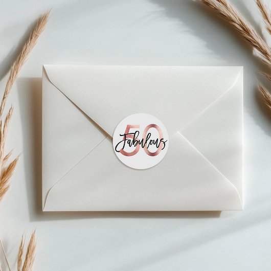 Fantastisch 50ste | Modern Elegant Roos Goud Verja Ronde Sticker