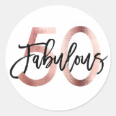 Fantastisch 50ste | Modern Elegant Roos Goud Verja Ronde Sticker (Voorkant)