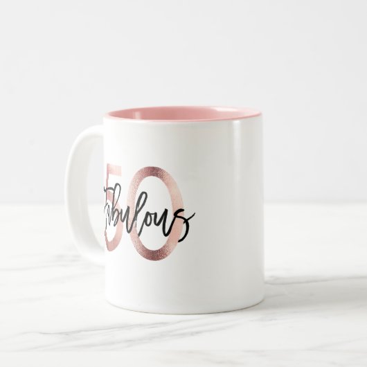 Fantastisch 50ste | Modern Elegant Roos Goud Verja Tweekleurige Koffiemok (Voorkant links)