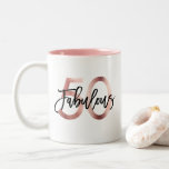 Fantastisch 50ste | Modern Elegant Roos Goud Verja Tweekleurige Koffiemok<br><div class="desc">Vier uw fantastische chique 50e verjaardag met deze moderne,  elegante mok met penseelhandbelettering en faux roos goud / zwart ontwerp. De kleur van het interieur kan hieronder worden gewijzigd. Het is onderdeel van het "50ste" collectie.</div>