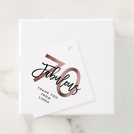 Fantastisch 70e | Modern Elegant Roos Goud Verjaar Bedankjes Labels (In situ)