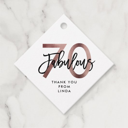 Fantastisch 70e | Modern Elegant Roos Goud Verjaar Bedankjes Labels (Voorkant)