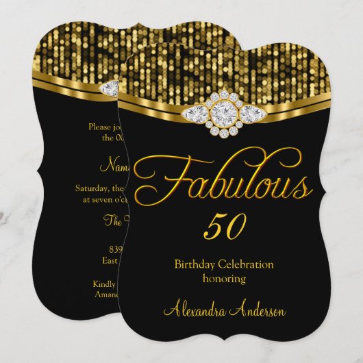 Fantastisch add Age Birthday Party Glitter Gold Bl Kaart (Voorkant / Achterkant)