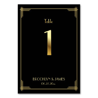 Fantastisch art Deco Table Number 1 Gold Black Kaart