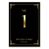 Fantastisch art Deco Table Number 1 Gold Black Kaart (Achterkant)