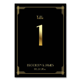 Fantastisch art Deco Table Number 1 Gold Black Kaart