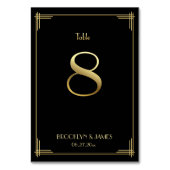 Fantastisch art Deco Table Number 8 Gold Black Kaart (Voorkant)