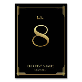 Fantastisch art Deco Table Number 8 Gold Black Kaart