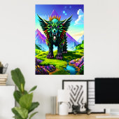 Fantastisch beest in fantasiebos | AI Art Poster (Thuiskantoor)