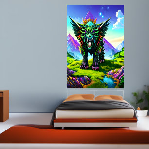 Fantastisch beest in fantasiebos AI Art Poster
