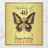 Fantastisch bij 40  Flapper Butterfly Wijn Etiket (Enkel label)
