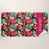 Fantastisch bloemmotief in Turquoise & Berry Strandlaken (Voorkant)