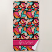 Fantastisch bloemmotief in Turquoise & Berry Strandlaken (Voorkant)