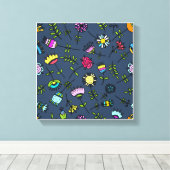 Fantastisch Bloemmotief Kunstontwerp Canvas Afdruk (Insitu (Houten vloer))