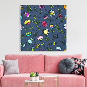 Fantastisch Bloemmotief Kunstontwerp Canvas Afdruk