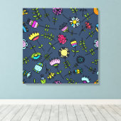 Fantastisch Bloemmotief Kunstontwerp Canvas Afdruk (Insitu (Houten vloer))