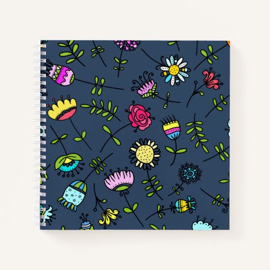 Fantastisch Bloempatroon Kunstontwerp Notitieboek (Voorkant)