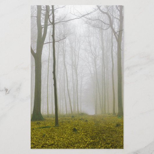 Fantastisch bos met mist en gele bladeren briefpapier (Voorkant)