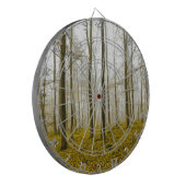 Fantastisch bos met mist en gele bladeren dartbord (Voorkant Links)
