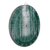 Fantastisch bos met mist in groen dartbord (Voorkant Links)