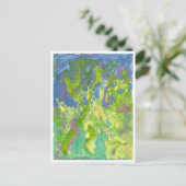 Fantastisch bos met paars briefkaart (Staand voorkant)