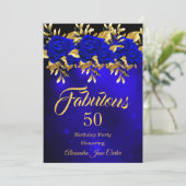 Fantastisch Brontday Blue Roos Gold Kaart (Staand voorkant)