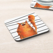 Fantastisch curieus katje op het patroon van strep bier onderzetter (Linkerzijde)