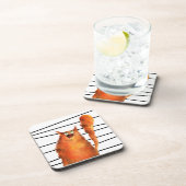 Fantastisch curieus katje op het patroon van strep bier onderzetter (Rechterzijde)