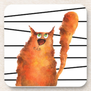 Fantastisch curieus katje op het patroon van strep bier onderzetter
