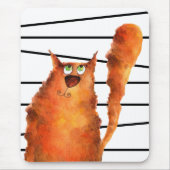 Fantastisch curieus katje op het patroon van strep muismat (Voorkant)