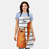 Fantastisch curieus katje op het patroon van strep schort (Gedragen)