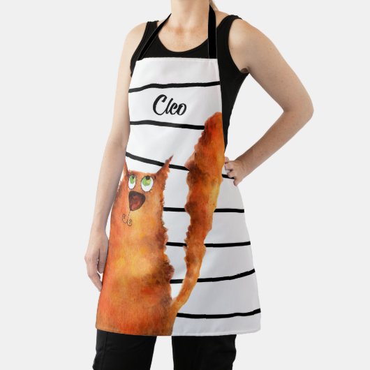 Fantastisch curieus katje op het patroon van strep schort (Insitu)