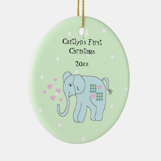 Fantastisch Elephant Baby's eerste Kerstmis Keramisch Ornament (Rechts)