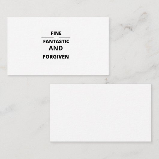 FANTASTISCH EN FORGIVER VISITEKAARTJE (Voorkant / Achterkant)