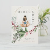 Fantastisch en helder Waterverf Greenery Wreatfoto Feestdagenkaart (Staand voorkant)