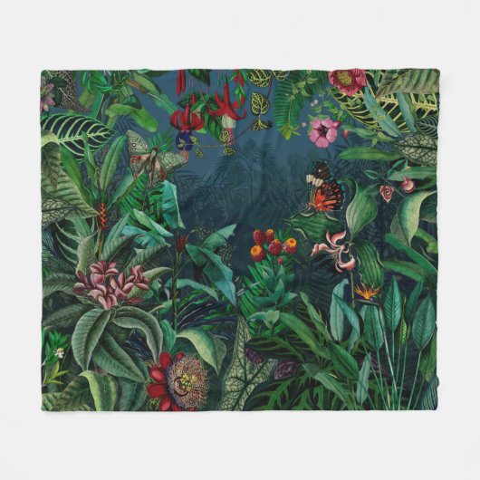 Fantastisch Fabulous Midnight Rainforest Fleece Deken (Voorkant (Horizontaal))