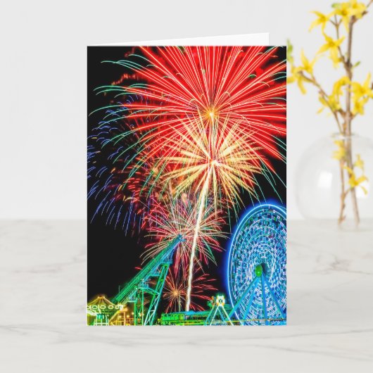 Fantastisch Fireworks-Wenskaart Kaart (Gele Bloem)