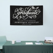 Fantastisch Floral Script zwart-wit Afstuderen Spandoek (Beurs)