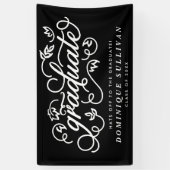 Fantastisch Floral Script zwart-wit Afstuderen Spandoek (Verticaal)