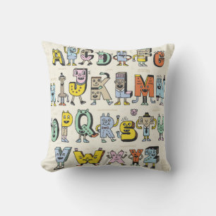 Fantastisch Funny Alphabet. Wacky Doodle Letters D Kussen