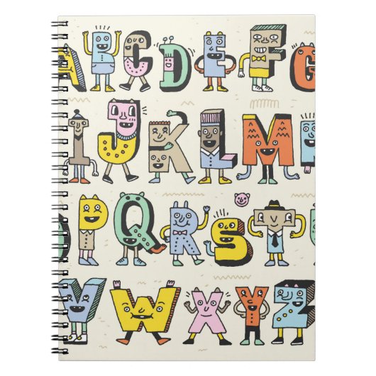 Fantastisch Funny Alphabet. Wacky Doodle Letters D Notitieboek (Voorkant)